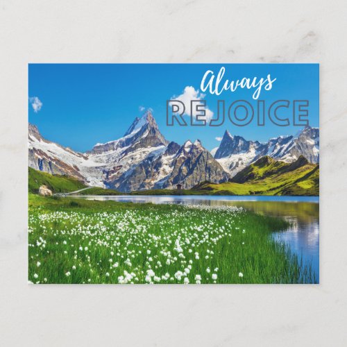Always Rejoice Swiss Mountainside scenic view Postcard