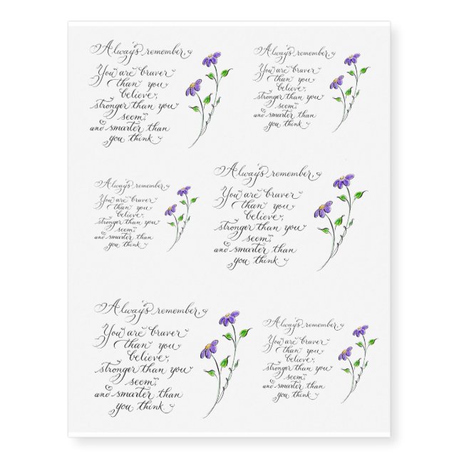 Always Remember inspirational quote Temporary Tattoos (Front)
