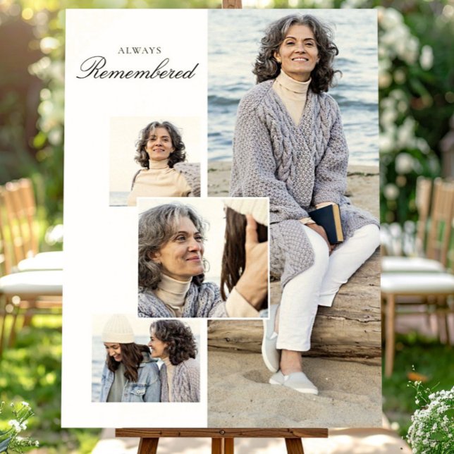  Always Remembered, Funeral Photo Collage White Foam Board (Always Remembered, Funeral Photo Collage White Foam Board, Funeral Welcome Sign, Loss of Loved One)