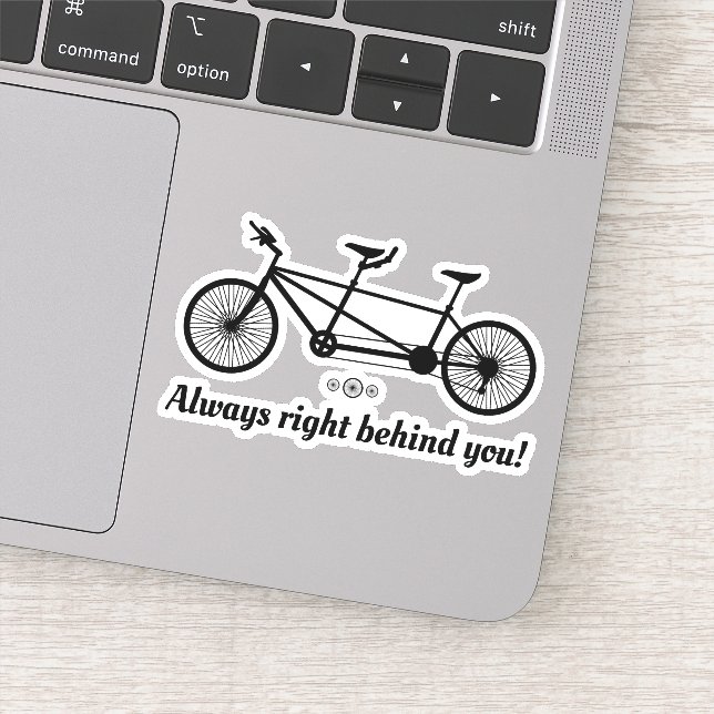 Always Right Behind You Romantic Tandem Bike Rider Sticker (Detail)