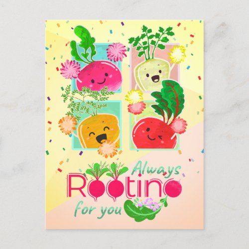Always Rooting for You  Motivational Quote Pun Postcard