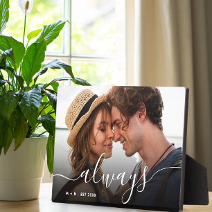 Always Script Overlay Personalized Couples Photo Plaque