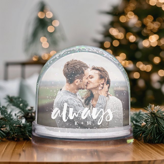 Always Script Overlay Personalized Couples Photo Snow Globe (Creator Uploaded)