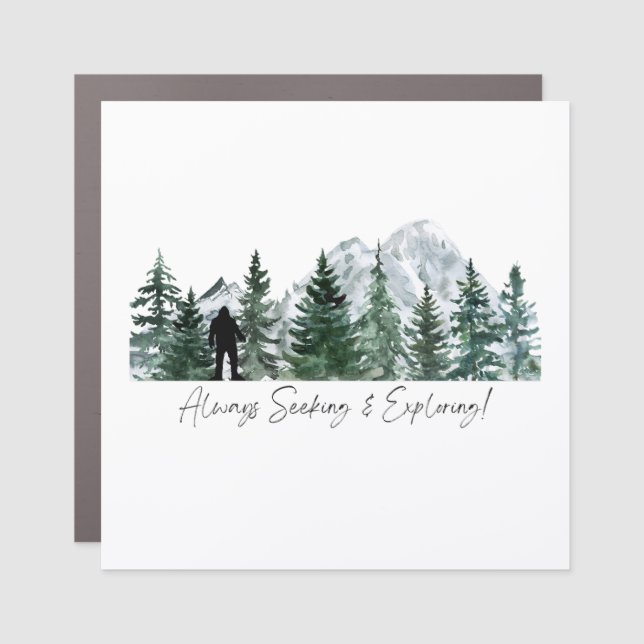 Always Seeking & Exploring Sasquatch Car Magnet (Front)