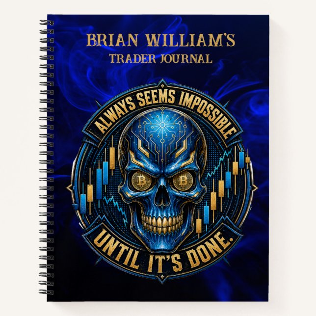 Always Seems Impossible Blue Glow Bitcoin Notebook (Front)