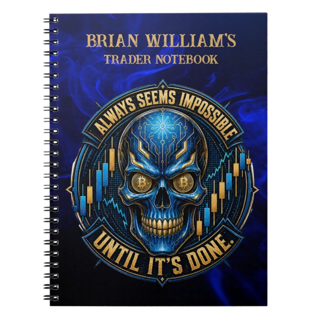 Always Seems Impossible Blue Glow Bitcoin Notebook (Front)