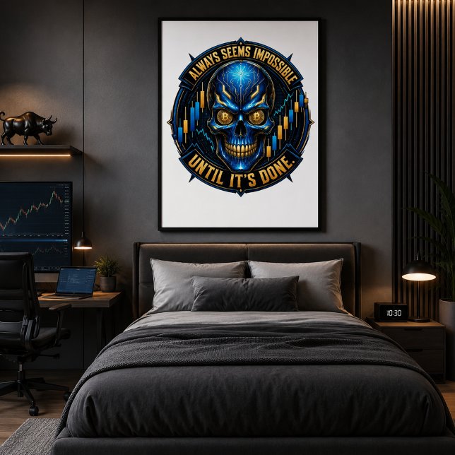 Always Seems Impossible Until It’s Done Bitcoin  Canvas Print (Product image shown for illustration purposes only.)
