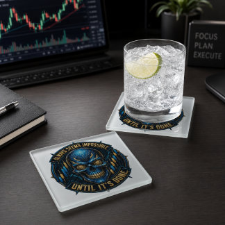 Always Seems Impossible Until It’s Done Bitcoin  Glass Coaster