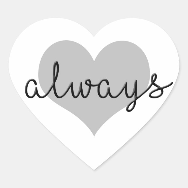 always simple modern heart black white sticker (Front)
