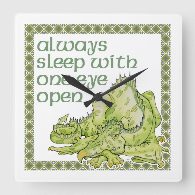 Always Sleep with One Eye Open Square Wall Clock (Front)