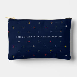 &#39;Always Somewhere&#39; Custom Name Airplane Travel Accessory Pouch