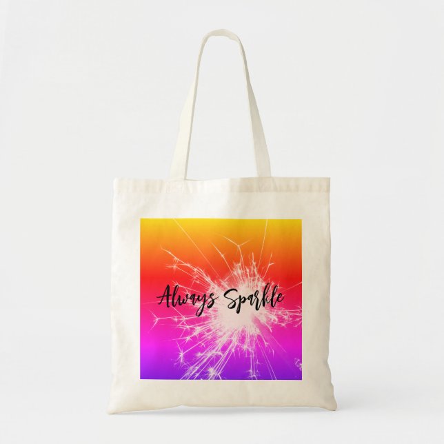 always sparkle sparkler purple orange motivational tote bag (Front)
