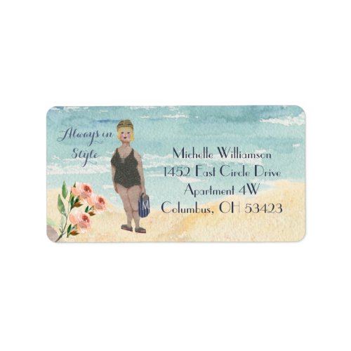 Always Stylish Glam Lady Beach Return Address  Label