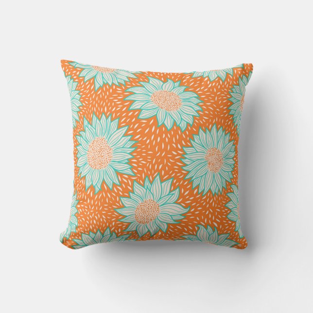 Always sunflowers orange throw pillow (Front)