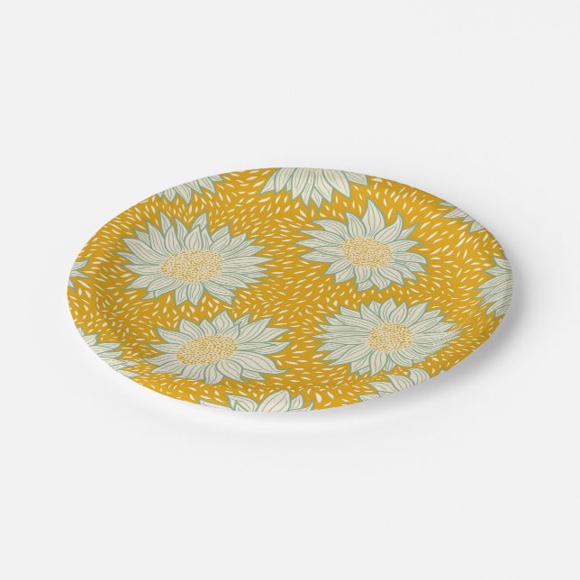Always sunflowers yellow paper plates (Angled)