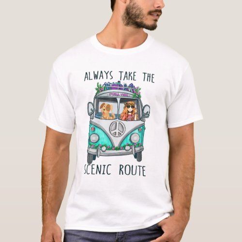 Always Take The Scenic Route Hippie Peace Van Camp T_Shirt