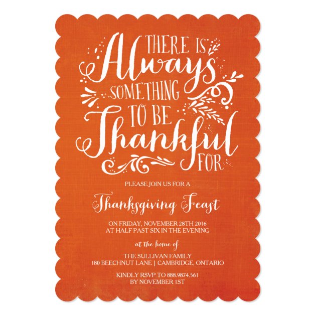 Always Thankful | Linen Thanksgiving Invitation