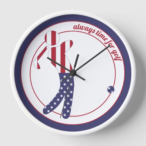 Always Time for Golf _ American Flag Golf Player Clock