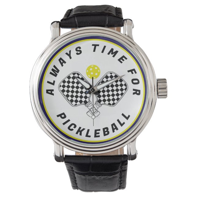 Always Time for Pickleball Paddles Black Olive Watch (Front)