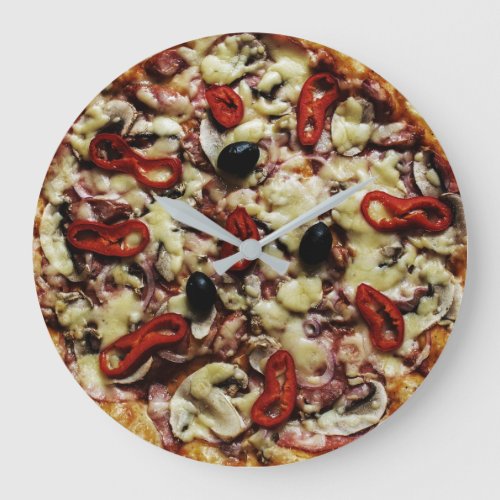 Always Time for Pizza Fun Round Large Clock