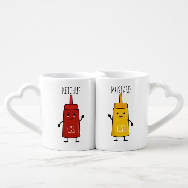 Always Together: BFF Ketchup & Mustard Coffee Mug Set (Front Nesting)