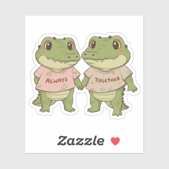Always Together: Cute Crocodile Couple Sticker (Sheet)