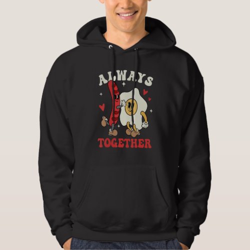 Always Together Hot Dog Omelette Groovy Retro Vale Hoodie