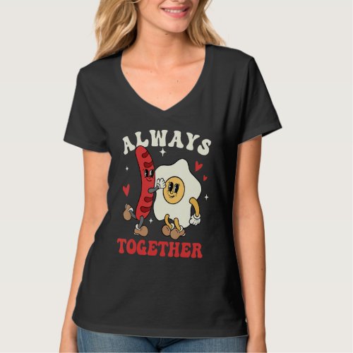 Always Together Hot Dog Omelette Groovy Retro Vale T_Shirt