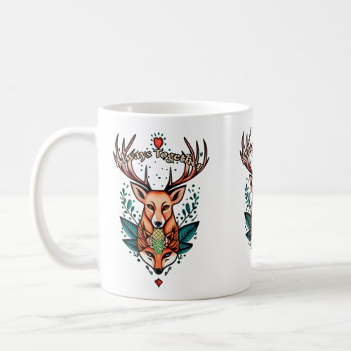 Always together stag and vixen tattoo style  coffee mug