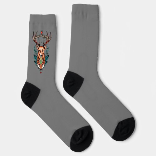 Always together stag and vixen tattoo style  socks