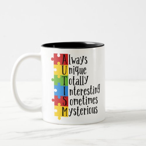 always unique autism awarenes Two_Tone coffee mug