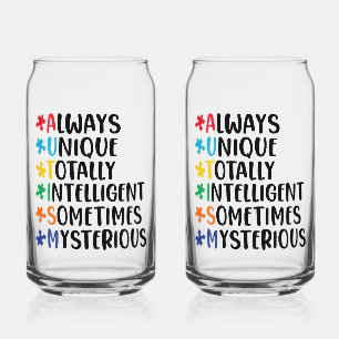 Always Unique Neurodiversity Acceptance Art Can Glass