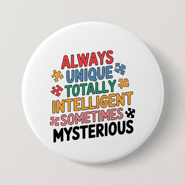 Always Unique Totally Intelligent Sometimes   Button (Front)