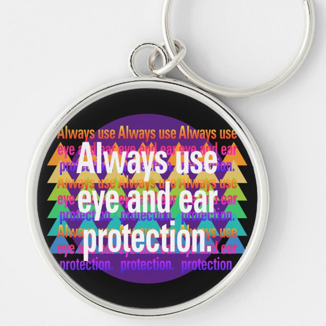 Always use eye and ear Spectrum Rainbow Spot Keychain (Front)