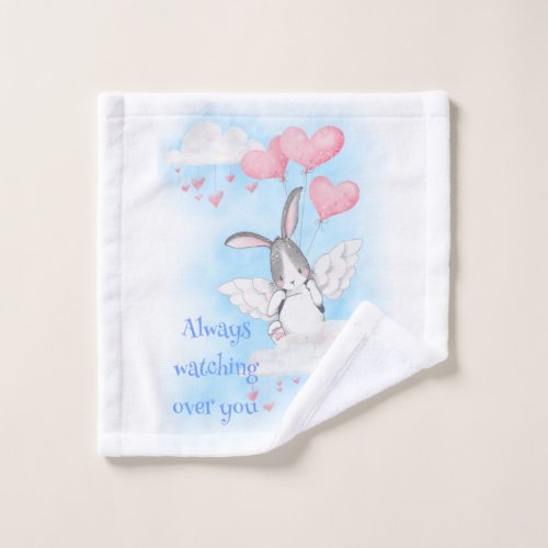 Always watching over you angel bunny wash cloth