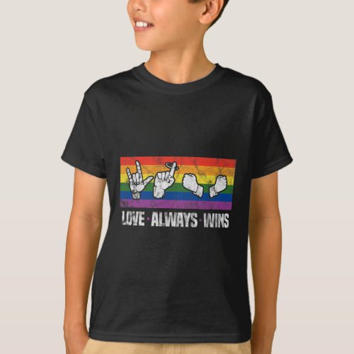 Always Wins Asl Deaf Awareness Lgbt Gay Pride Vint T_Shirt