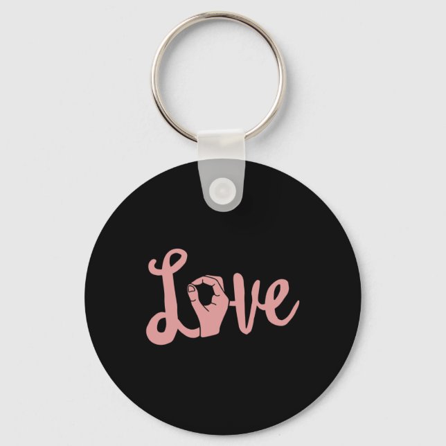 Always Wins Asl Teacher Deaf Awareness  Keychain (Front)