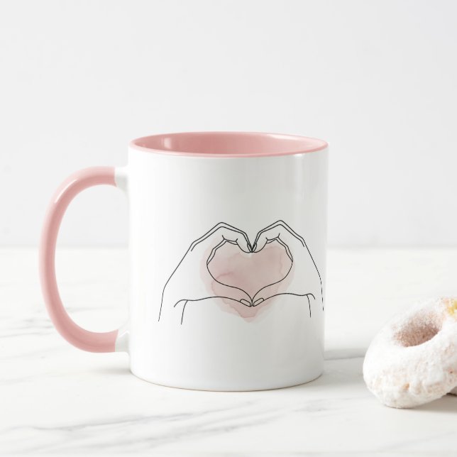 Always You Minimalist Line Art Valentine Mug (With Donut)