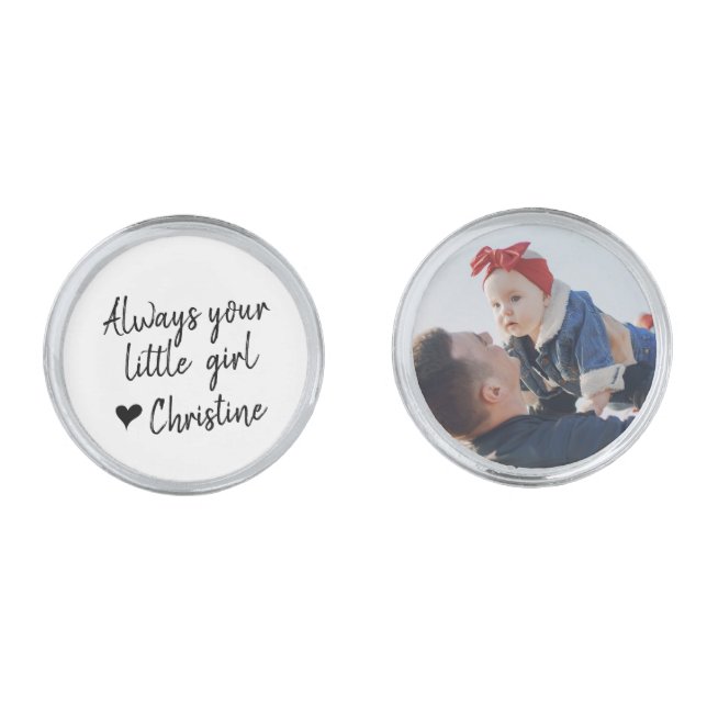 Always Your Little Girl Father of the Bride Gift Cufflinks (Front)