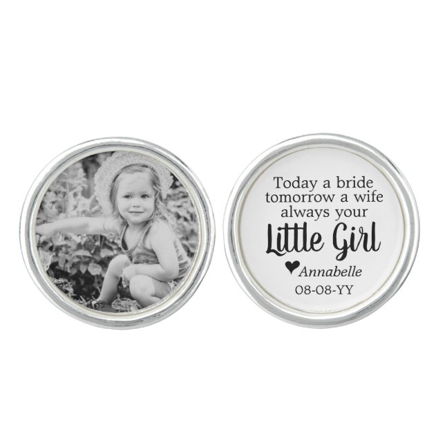 Always Your Little Girl Father of the Bride Photo Cufflinks (Front)