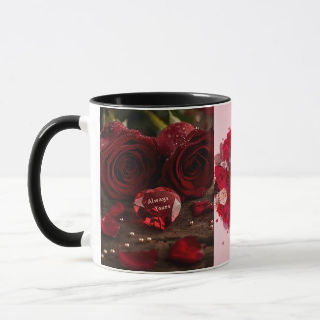 Always Yours Red Rose Romantic Morning Valentine  Mug (Left)