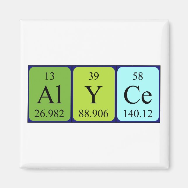 Alyce periodic table name magnet (Front)