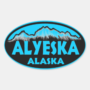 Alyeska Alaska blue oval stickers
