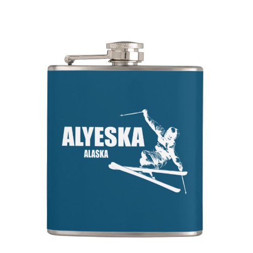 Alyeska Alaska Skier Flask