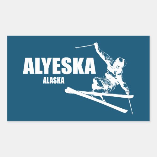 Alyeska Alaska Skier Rectangular Sticker