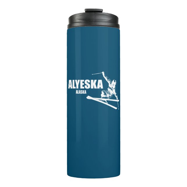 Alyeska Alaska Skier Thermal Tumbler (Front)