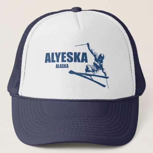 Alyeska Alaska Skier Trucker Hat