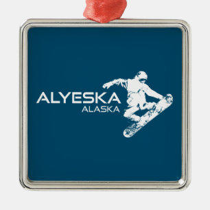 Alyeska Alaska Snowboarder Metal Ornament