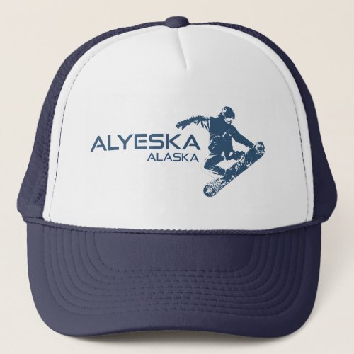 Alyeska Alaska Snowboarder Trucker Hat