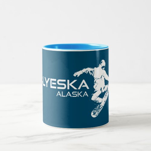Alyeska Alaska Snowboarder Two_Tone Coffee Mug